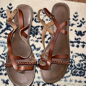 leather sandals, size 10